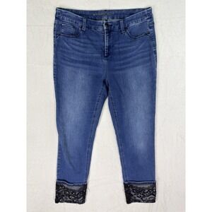 Chicos Jeans Womens 1R (31x27) Blue So Slimming Ankle High Rise Lace Cuffed